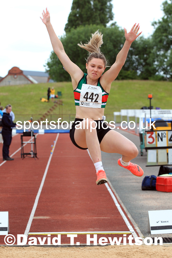 Womens under-20s long jumps, 2022 Northern Senior and Under-20 Champs., Wavertree Athletics Centre, Liverpool. Photo: David T. Hewitson/Sports for All Pics